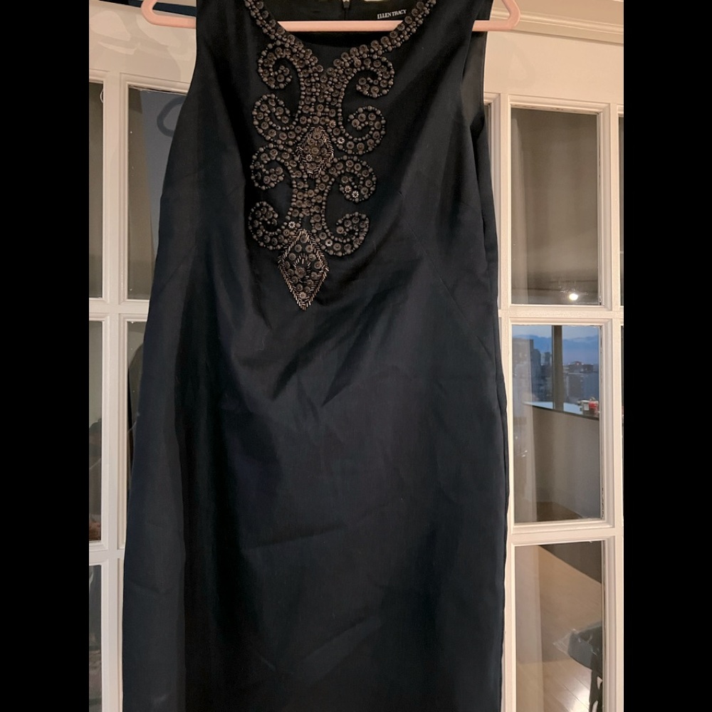 Incredible beadwork navy blue size 12 dress by Ellen Tracy - wore once only